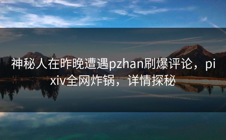 神秘人在昨晚遭遇pzhan刷爆评论，pixiv全网炸锅，详情探秘