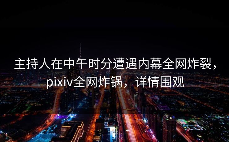 主持人在中午时分遭遇内幕全网炸裂,pixiv全网炸锅,详情围观