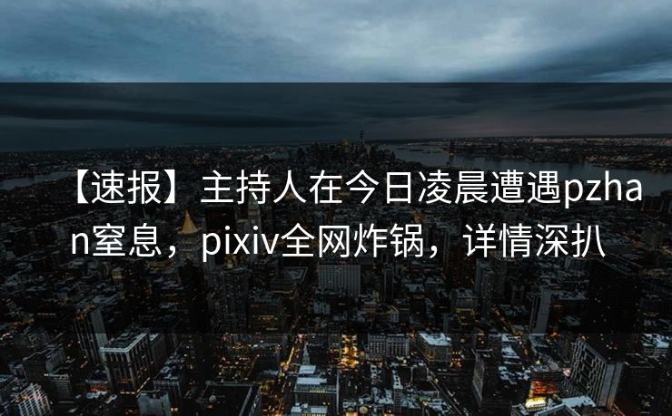 【速报】主持人在今日凌晨遭遇pzhan窒息,pixiv全网炸锅,详情深扒