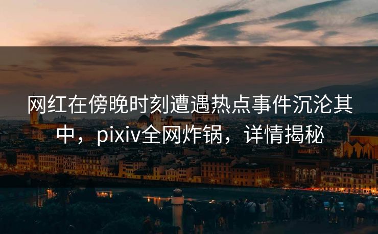 网红在傍晚时刻遭遇热点事件沉沦其中，pixiv全网炸锅，详情揭秘