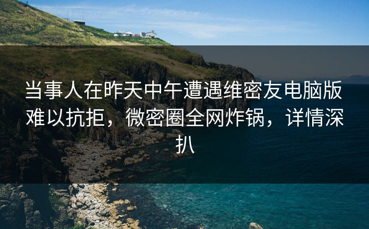 当事人在昨天中午遭遇维密友电脑版 难以抗拒，微密圈全网炸锅，详情深扒